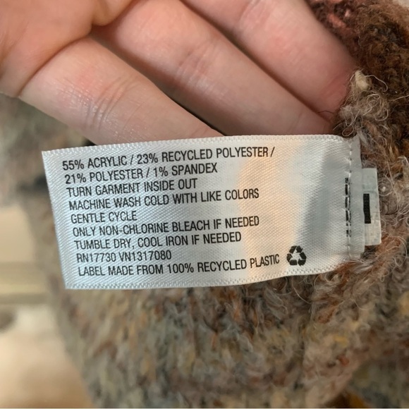 [Universal Thread] Brown & Gray  Striped Mock Neck Longline Pullover Sweater - Picture 4 of 7